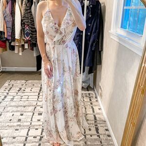 Jenny Yoo Blush Garden Floral Maxi Bridesmaid Dress 4